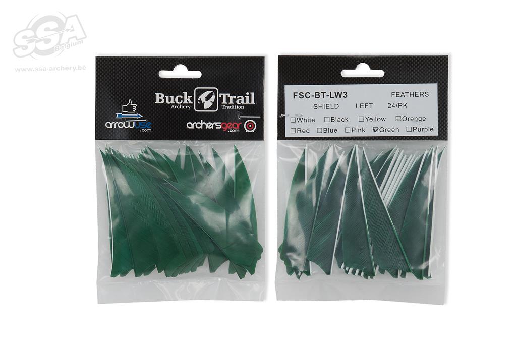 Оперение натуральное BUCK TRAIL FEATHERS SHIELD 3" RW зеленое 24 шт