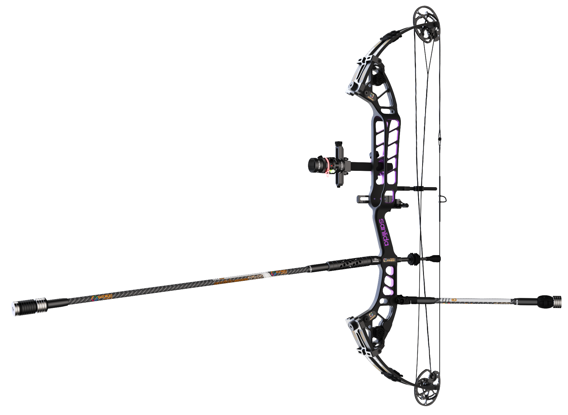 Спортивный блочный лук Sanlida Hero X10 III ver 3.0 37" KIT Черно-Пурпурный 40-50 фунтов 24,5-27 